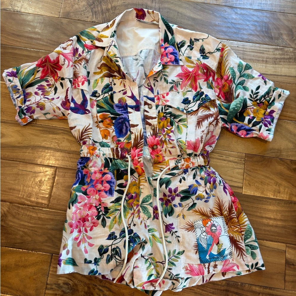 Zimmermann Multicolor Floral Playsuit